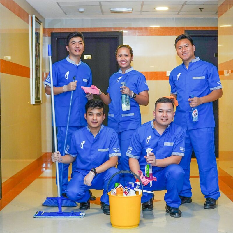 MKM Global commercial cleaning team with professional equipment in the UAE